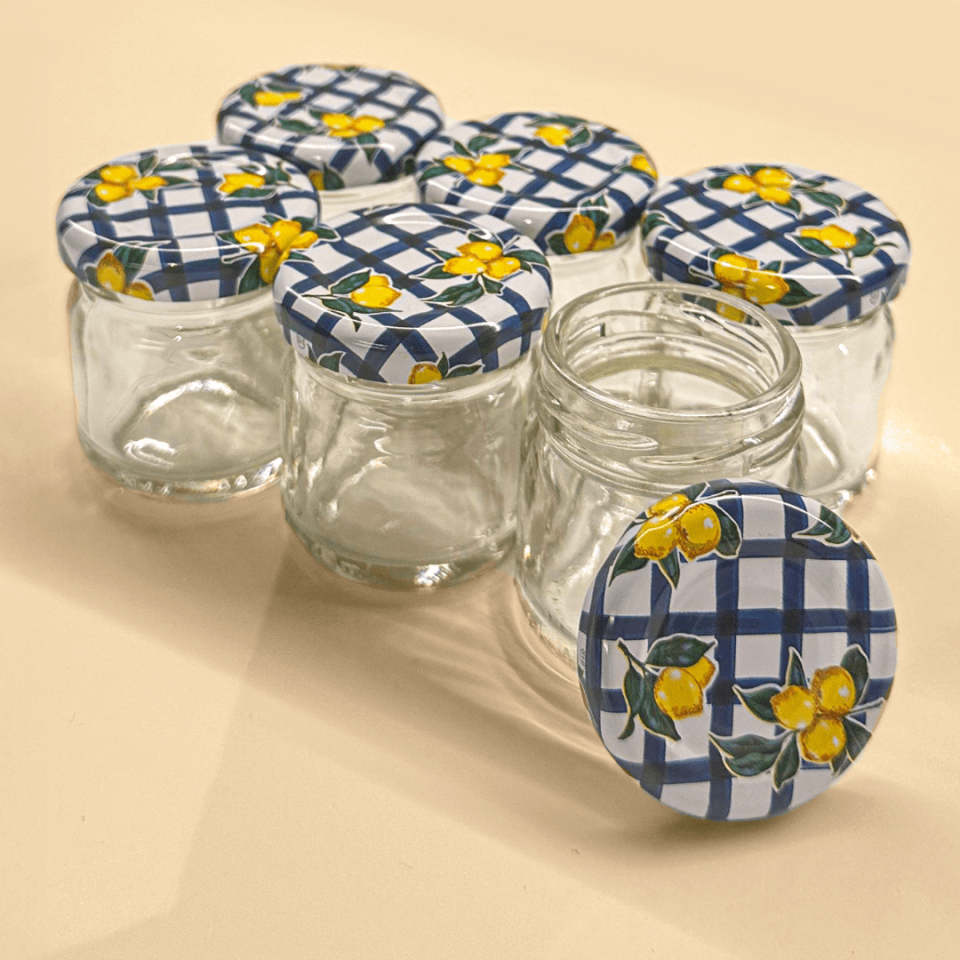 Sarkap Home 6'lı 40 ml Yuvarlak Cam Kavanoz MaviÇizgiLimon