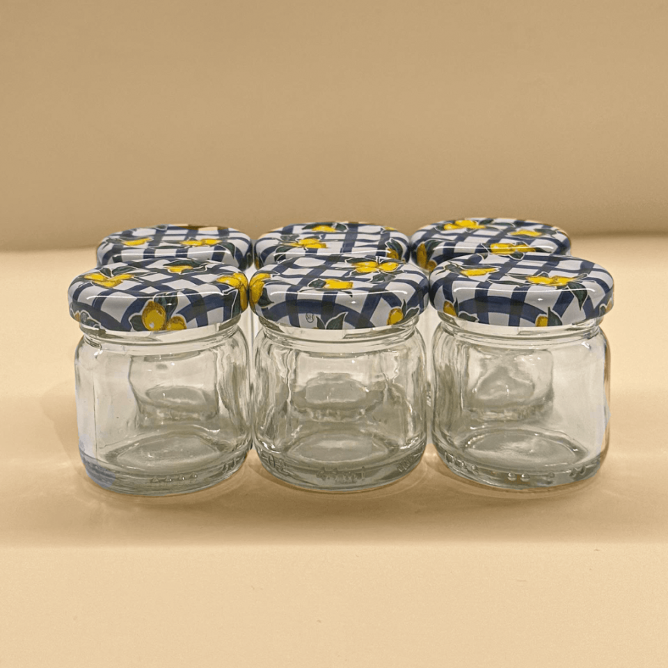 Sarkap Home 6'lı 40 ml Yuvarlak Cam Kavanoz MaviÇizgiLimon