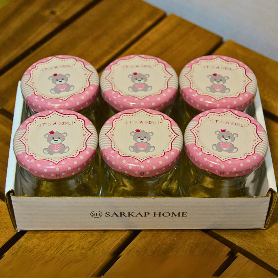 Sarkap Home 6'lı 40 ml Yuvarlak Cam Kavanoz BabyGirlPembe