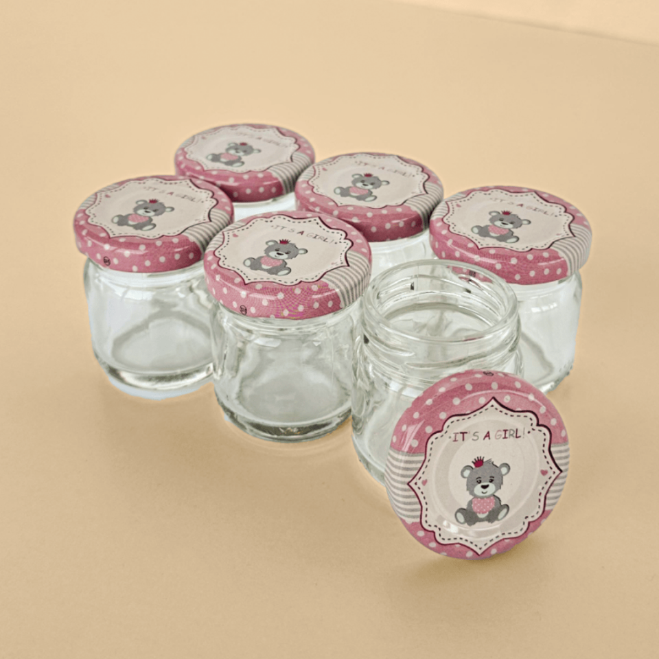 Sarkap Home 6'lı 40 ml Yuvarlak Cam Kavanoz BabyGirlPembe