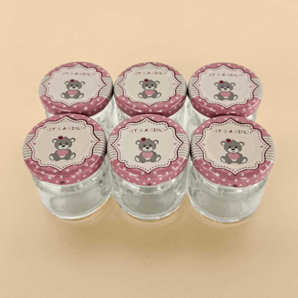 Sarkap Home 6'lı 40 ml Yuvarlak Cam Kavanoz BabyGirlPembe