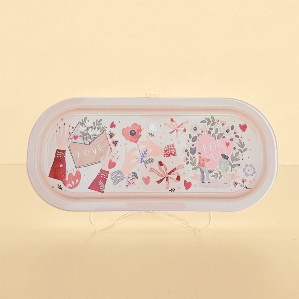 Sarkap Home 2'li Love For You Oval Sunumluk Metal Tepsi