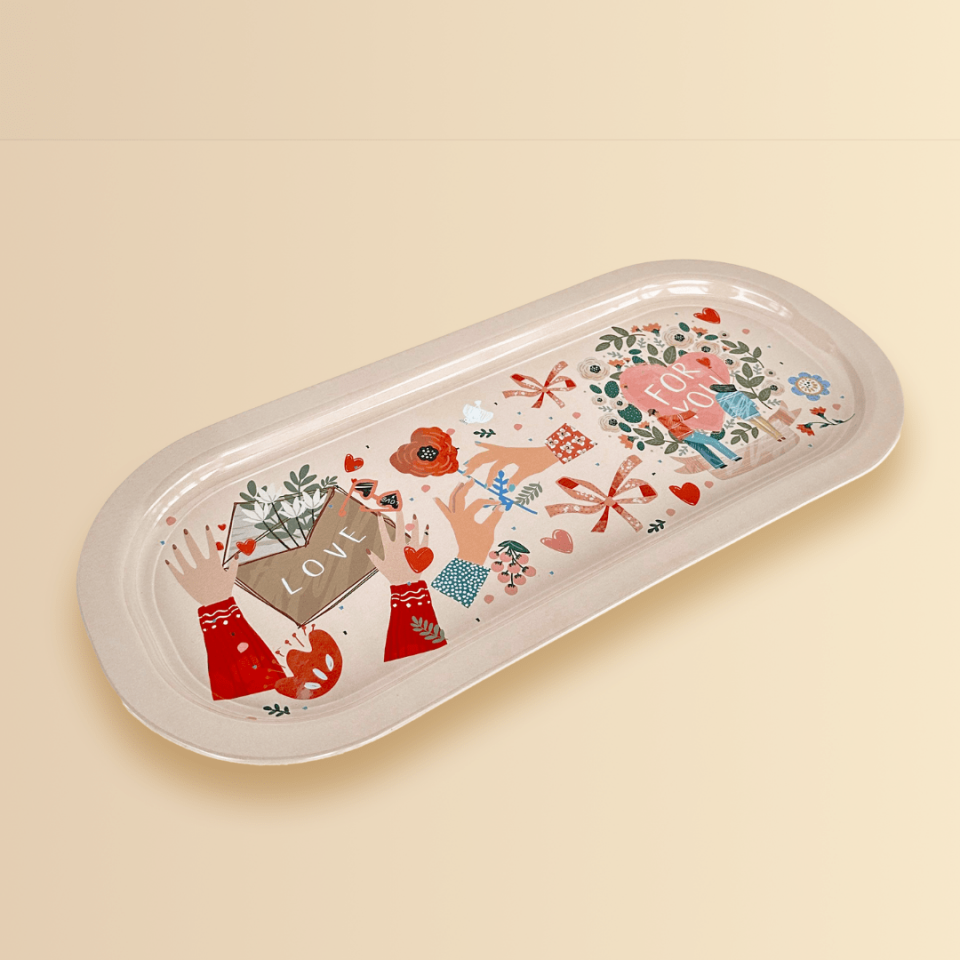 Sarkap Home 2'li Love For You Oval Sunumluk Metal Tepsi