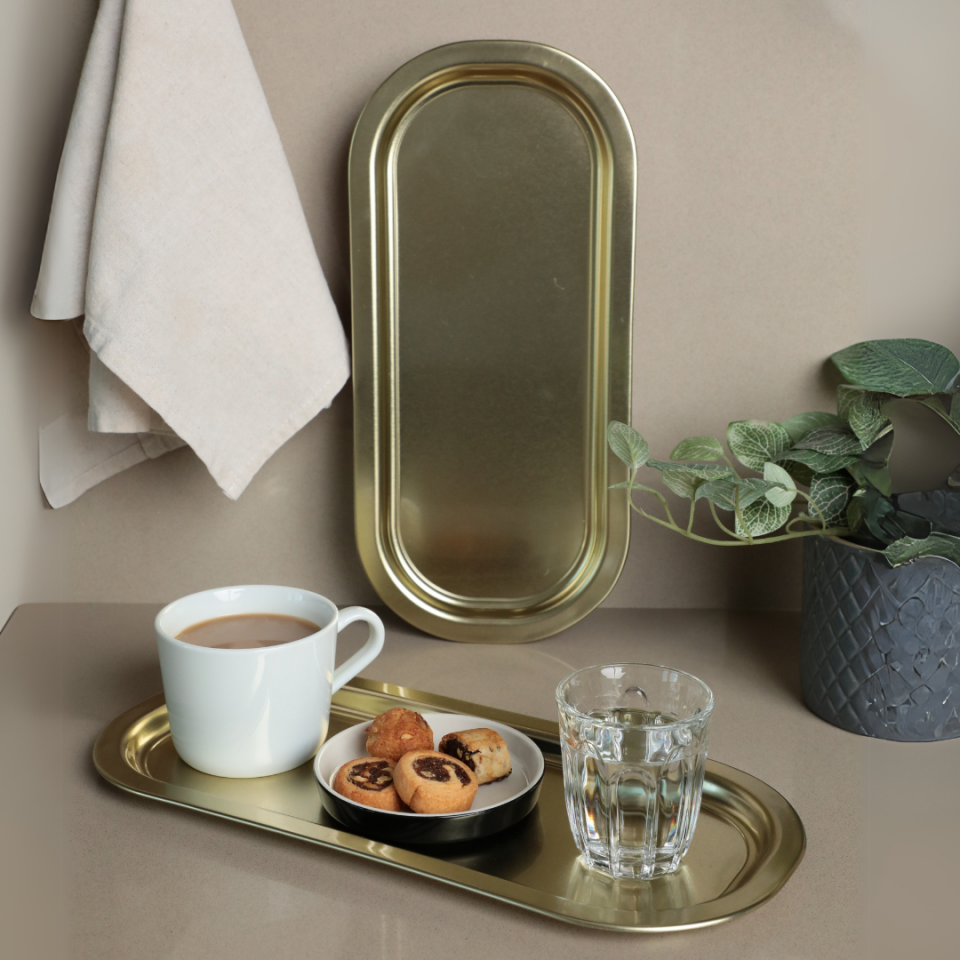 Sarkap Home 2'li Oval Sunumluk Tepsi Gold