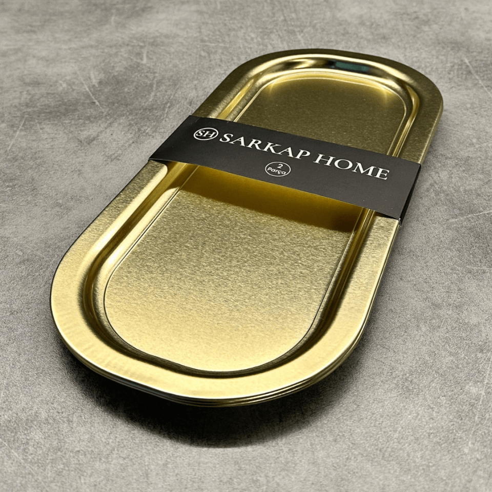 Sarkap Home 2'li Oval Sunumluk Tepsi Gold