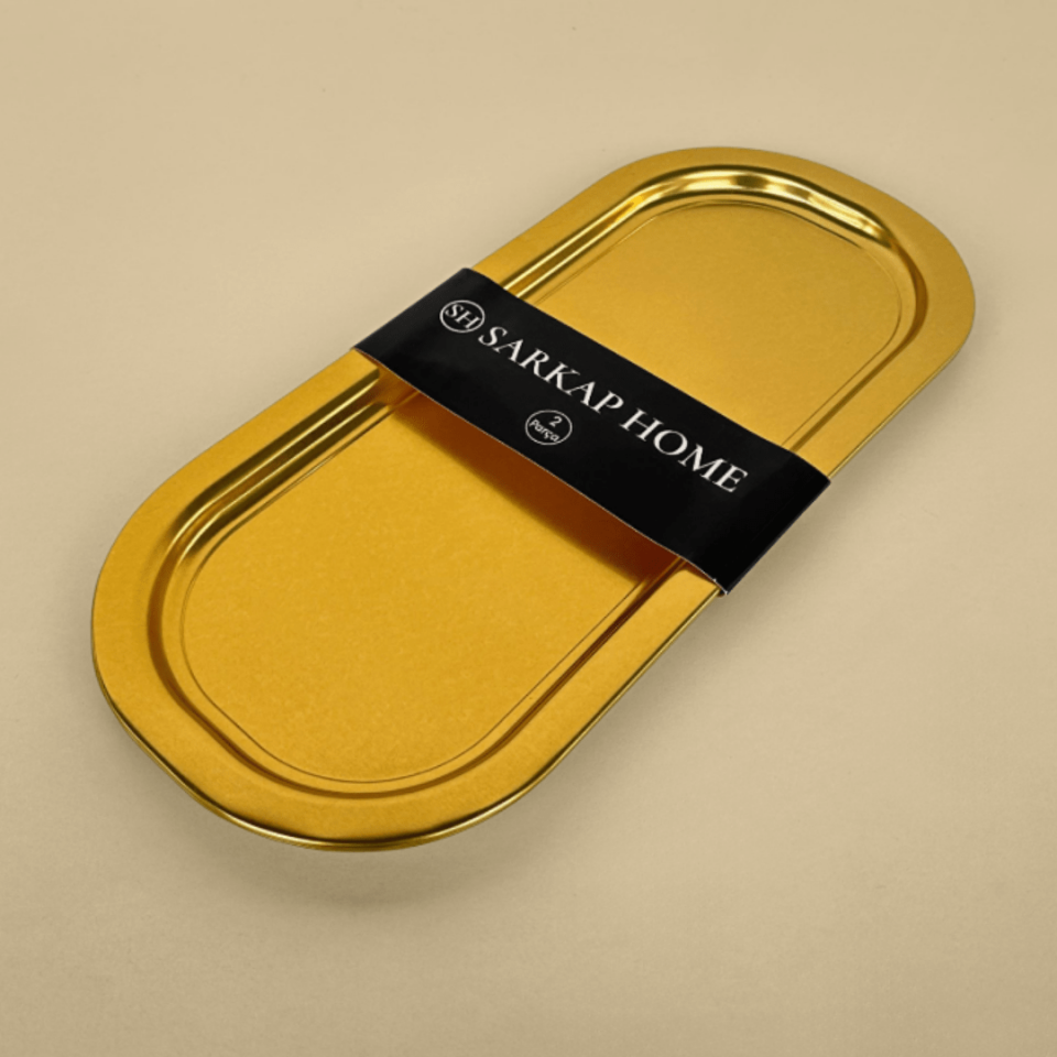 Sarkap Home 2'li Oval Sunumluk Tepsi Gold