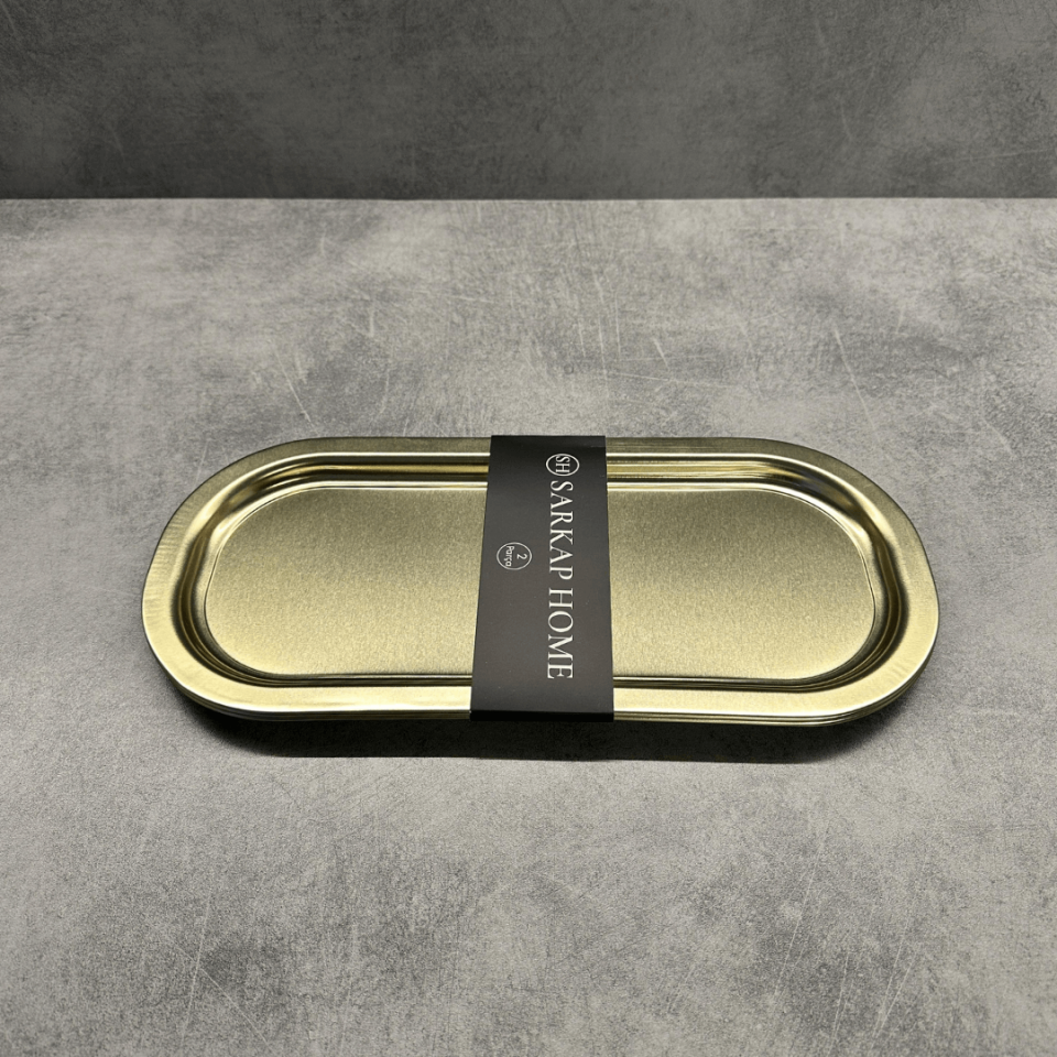 Sarkap Home 2'li Oval Sunumluk Tepsi Gold