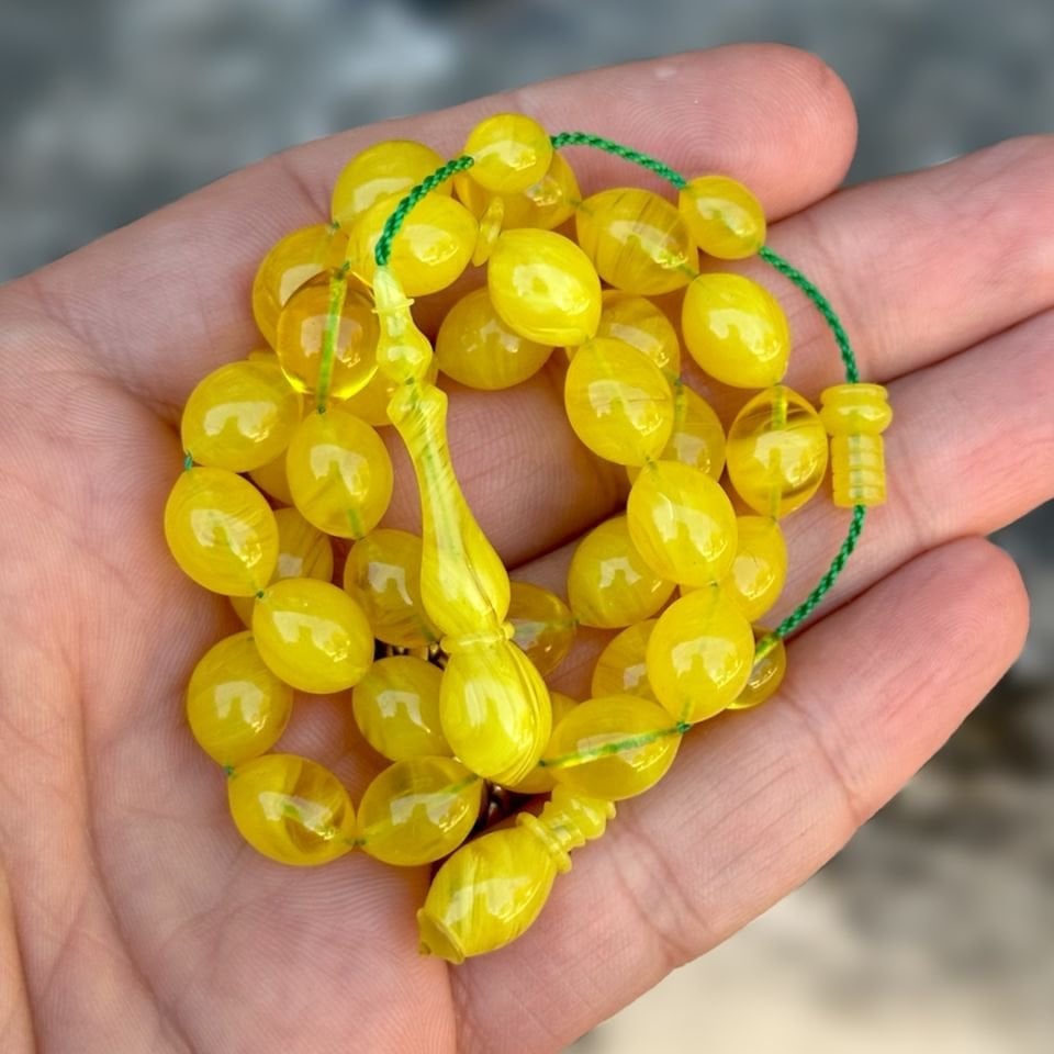 Limon Sarısı Kehribar Tesbih