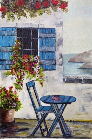 ALAÇATI EVİ YAĞLI BOYA TABLOSU  60 x 40 cm
