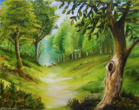 CEYLANLAR VE DOGA YAĞLI BOYA TABLOSU 40 X 50 cm