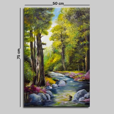 DERE VE DOĞA YAĞLI BOYA TABLOSU 75 X 50 cm