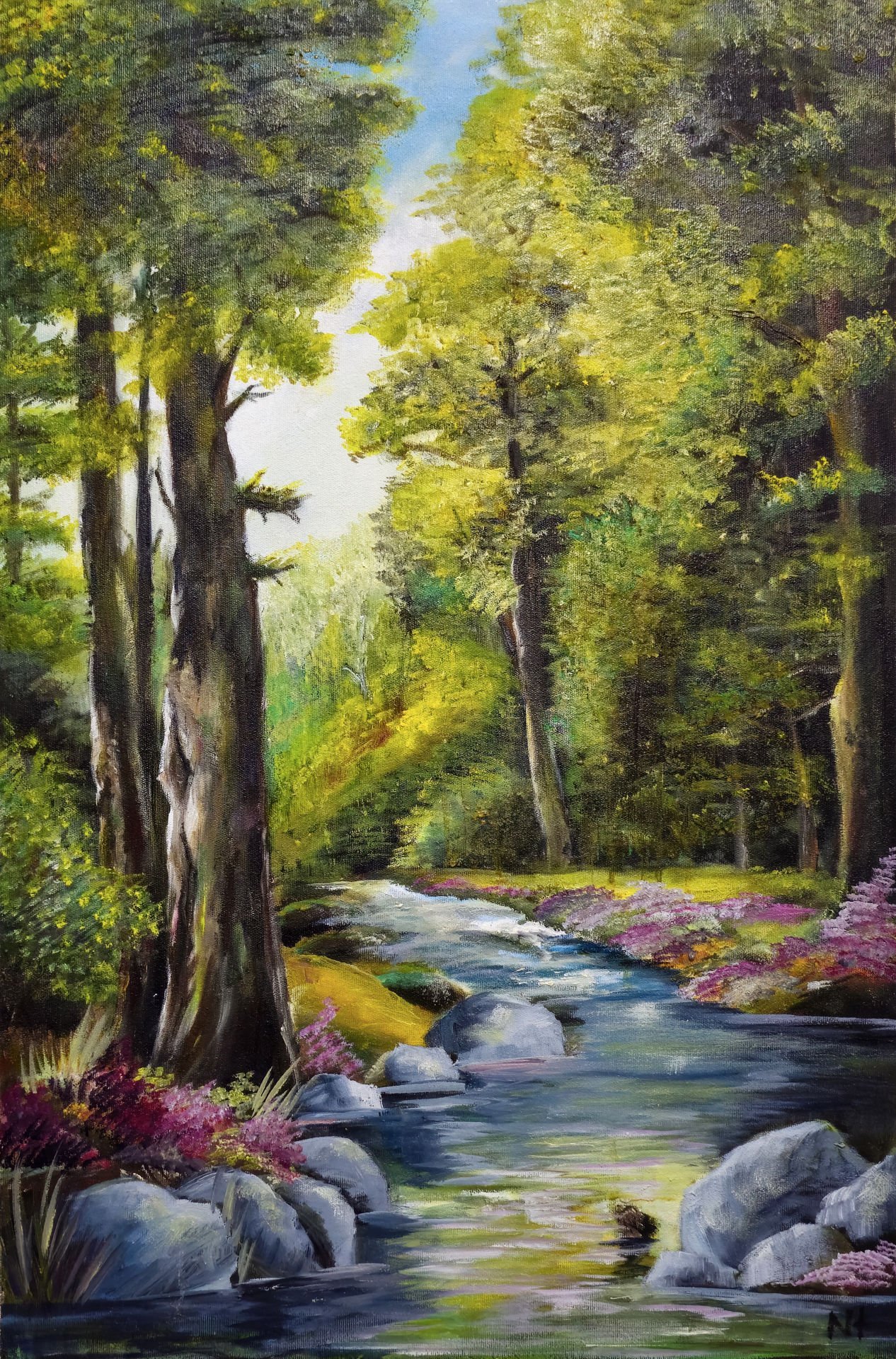 DERE VE DOĞA YAĞLI BOYA TABLOSU 75 X 50 cm