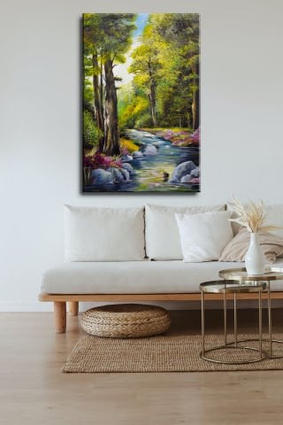 DERE VE DOĞA YAĞLI BOYA TABLOSU 75 X 50 cm