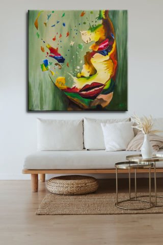 KADIN SOYUT YAĞLI BOYA TABLOSU 50 X 50 cm