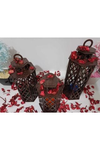 Ahşap 6 Gen Dekoratif Mumluk