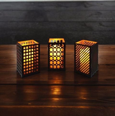 3 Lü Ahşap Dekoratif Mumluk