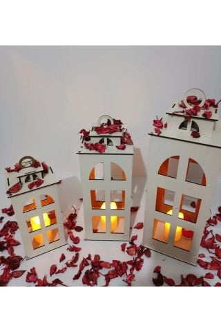 Weiße Kerzenhalter aus Holz, 3er-Set