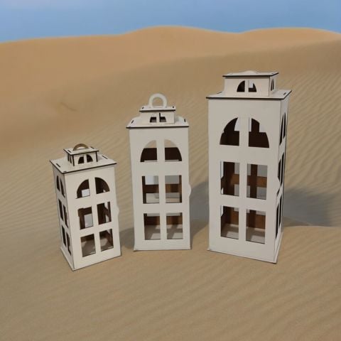 Weiße Kerzenhalter aus Holz, 3er-Set