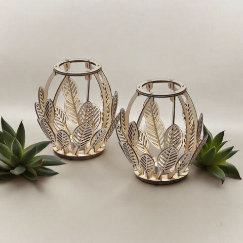 Ahşap 2' Li Krem Mumluk