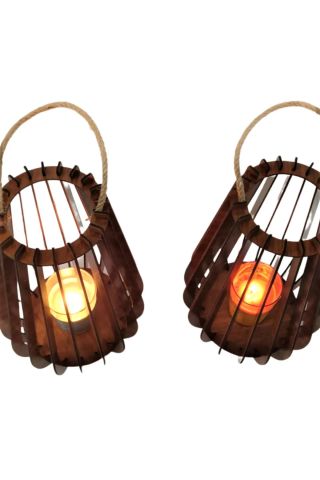 Ahşap Dekoratif Askılı 2' Li Mumluk, Şamdan