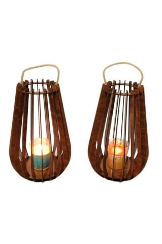 Ahşap Dekoratif Askılı 2' Li Mumluk, Şamdan