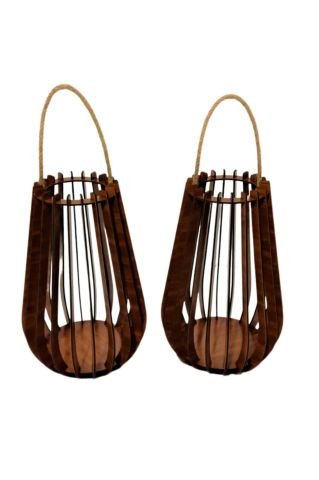 Ahşap Dekoratif Askılı 2' Li Mumluk, Şamdan