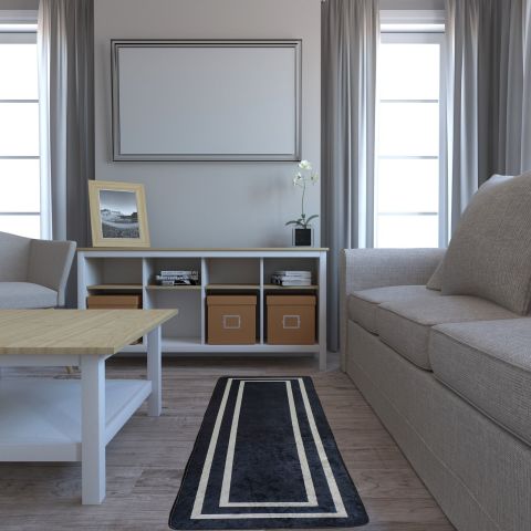 VEHER (SİYAH) Koridor Yolluk Halısı - Mutfak, Oturma Odası, Yatak Odası için Halı Yolluk - Kaymaz Alan Halısı - Yıkanabilir. (60 X 300) cm