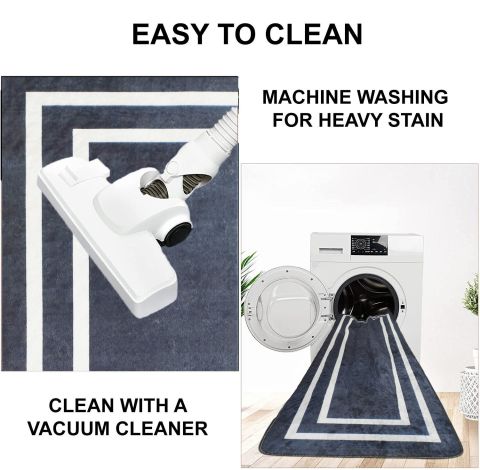 VEHER (SİYAH) Koridor Yolluk Halısı - Mutfak, Oturma Odası, Yatak Odası için Halı Yolluk - Kaymaz Alan Halısı - Yıkanabilir. (60 X 300) cm