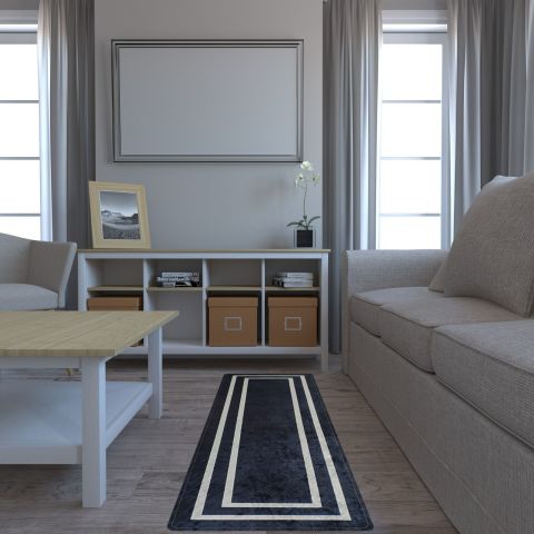 VEHER (SİYAH) Koridor Yolluk Halısı - Mutfak, Oturma Odası, Yatak Odası için Halı Yolluk - Kaymaz Alan Halısı - Yıkanabilir. (60 X 220) cm