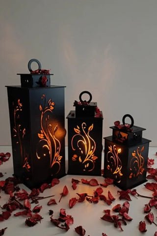 Ahşap Dekoratif Mumluk Siyah 2