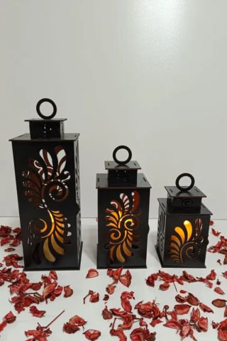 Ahşap Dekoratif Mumluk Siyah 3