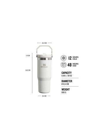 Stanley The Iceflow Flip Straw Pipetli Termos Bardak 0,89 Lt Beyaz (OUTLET)
