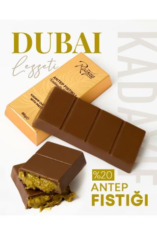 Rayess DUBAİ Çikolatası Sütlü Antep Fıstıklı Kadayıflı Külçe DUBAİ Çikolatası 86 Gr. x 3 Adet