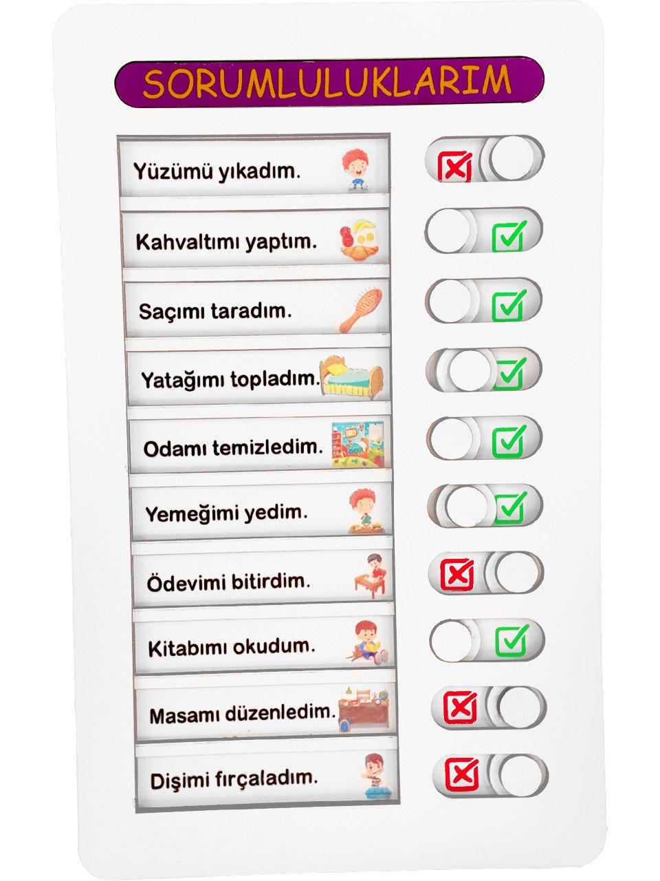 Hamaha Eğitici Ahşap Oyuncak | Günlük Aktivite ve Görev Listem