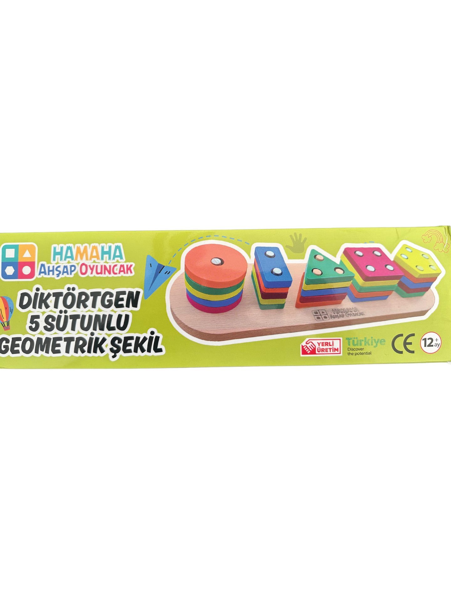 Hamaha Oyuncak Hamaha Wooden Toys Doğal Ahşap Eğitici Oyuncak Dikdörtgen 5'li Sütun Geometrik Şekil