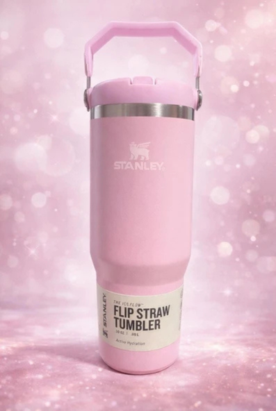 Stanley The IceFlow Flip Straw Pipetli Termos Bardak 0,89 LT Pembe (OUTLET)