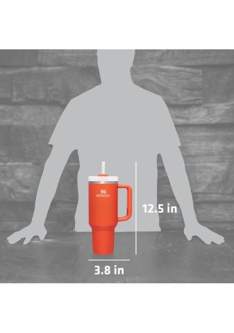 Stanley Quencher Pipetli Paslanmaz Çelik Vakum Yalıtımlı Termos Bardak 1180 ML Turuncu