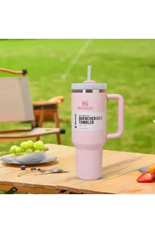 Stanley Quencher Pipetli Termos Bardak 1.18 Lt, Cherry Blossom Pembe