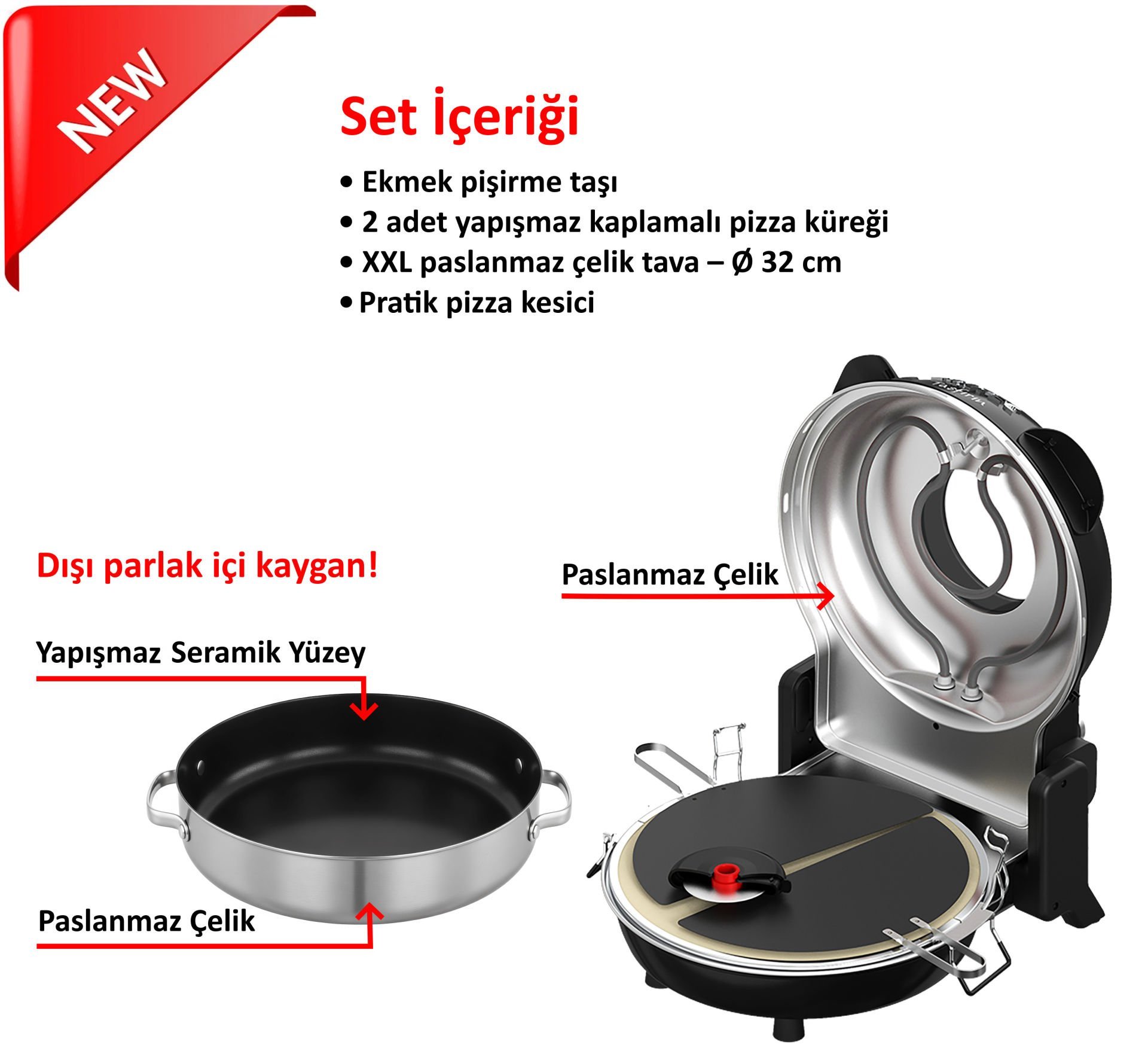 ERATEC Taş Fırın Seti PM-27 XXL Yeni Versiyon (TÜRKİYE DİSTRİBÜTÖRÜ)