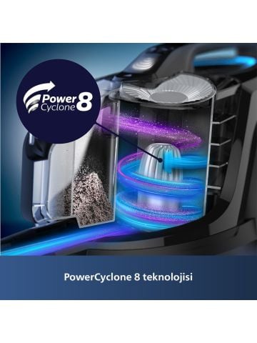 Philips XB7150/07 Marathon Daily Torbasiz Elektrikli Süpürge, 750 W, PowerCyclone 8 CarpetClean Başlık