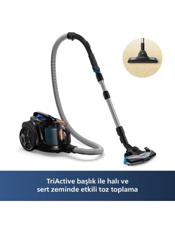 Philips XB7150/07 Marathon Daily Torbasiz Elektrikli Süpürge, 750 W, PowerCyclone 8 CarpetClean Başlık