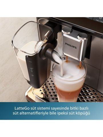 Philips EP3347/90 3300 Serisi LatteGo Tam Otomatik Espresso Makinesi, AquaClean Filtre, 6 İçecek, SilentBrew, Siyah Krom