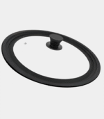 Eratec Cam Kapak – Siyah Silikon Kenarlı (Ø 28/30/32 cm), Isıya Dayanıklı, Buhar Deliği ile Çok Yönlü Kullanımlı