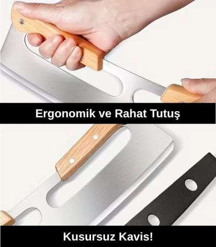 ERATEC Premium Paslanmaz Çelik Pizza Kesici 35 cm, Ahşap Sap ve Koruyucu Kılıflı