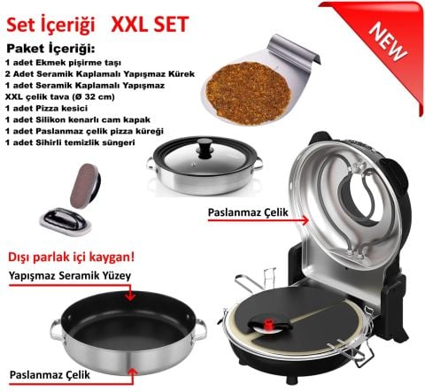 ERATEC Elektrikli Pizza Taş Fırını SET PM-27 – XXL Komple Set (TÜRKİYE DİSTRİBÜTÖRÜ)