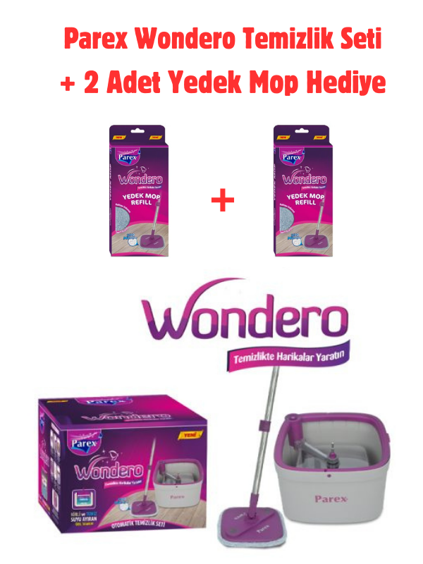 Parex Wondero Otomatik Temizlik Seti + 2 Adet Yedek Mop Hediyeli