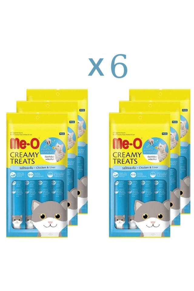 Me-O Creamy Treats Sıvı Kedi Ödül Maması 6 Lı Set Tavuk&ciğerli 6 Adet 4x15 gr Toplam 360g