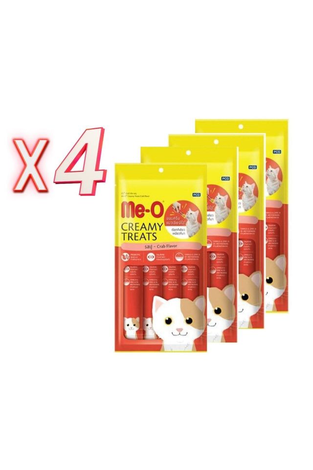 Me-O Creamy Treats Sıvı Kedi Ödül Maması 4 Lü Set Yengeçli 4x15 gr Toplam 240g