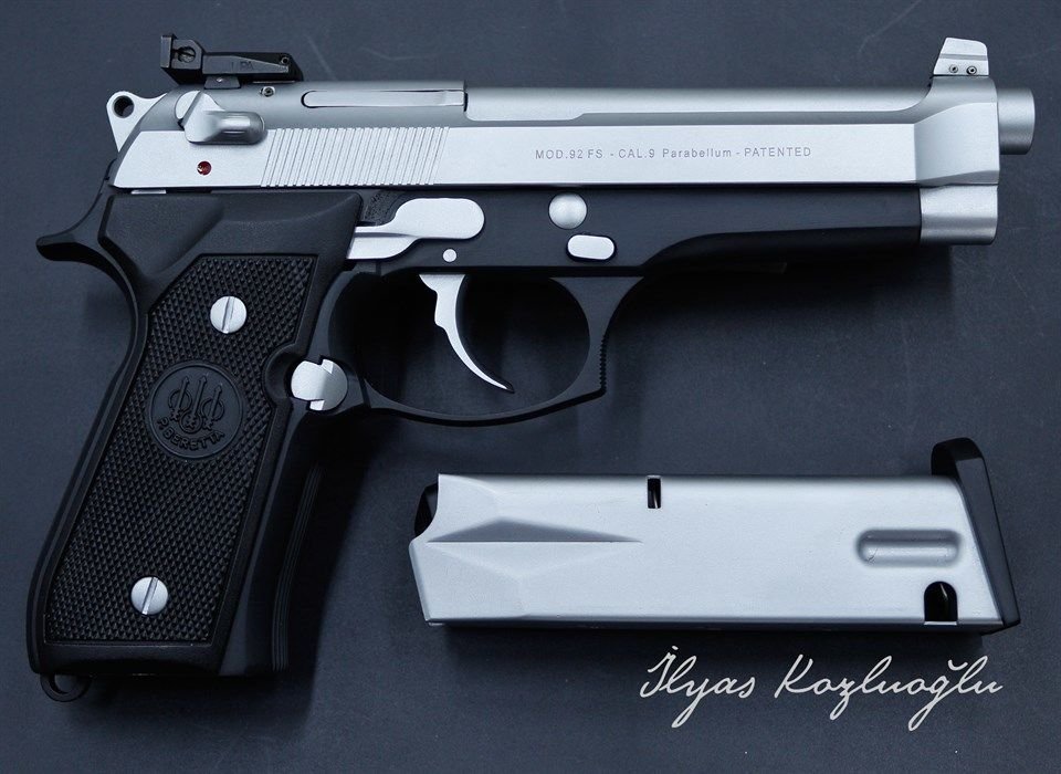 Beretta 92FS Beyaz Siyah Krom Kaplama