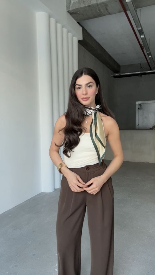 Sezon kahve premıum arkası lastikli  palazzo pantolon